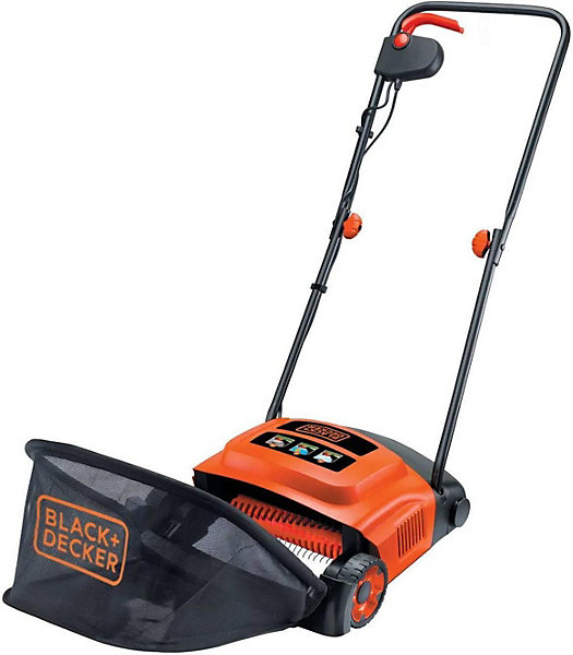 Aérateur démousseur filaire 600W30 cm, bac 35L, rouleau intégré, pelouse sans mousse