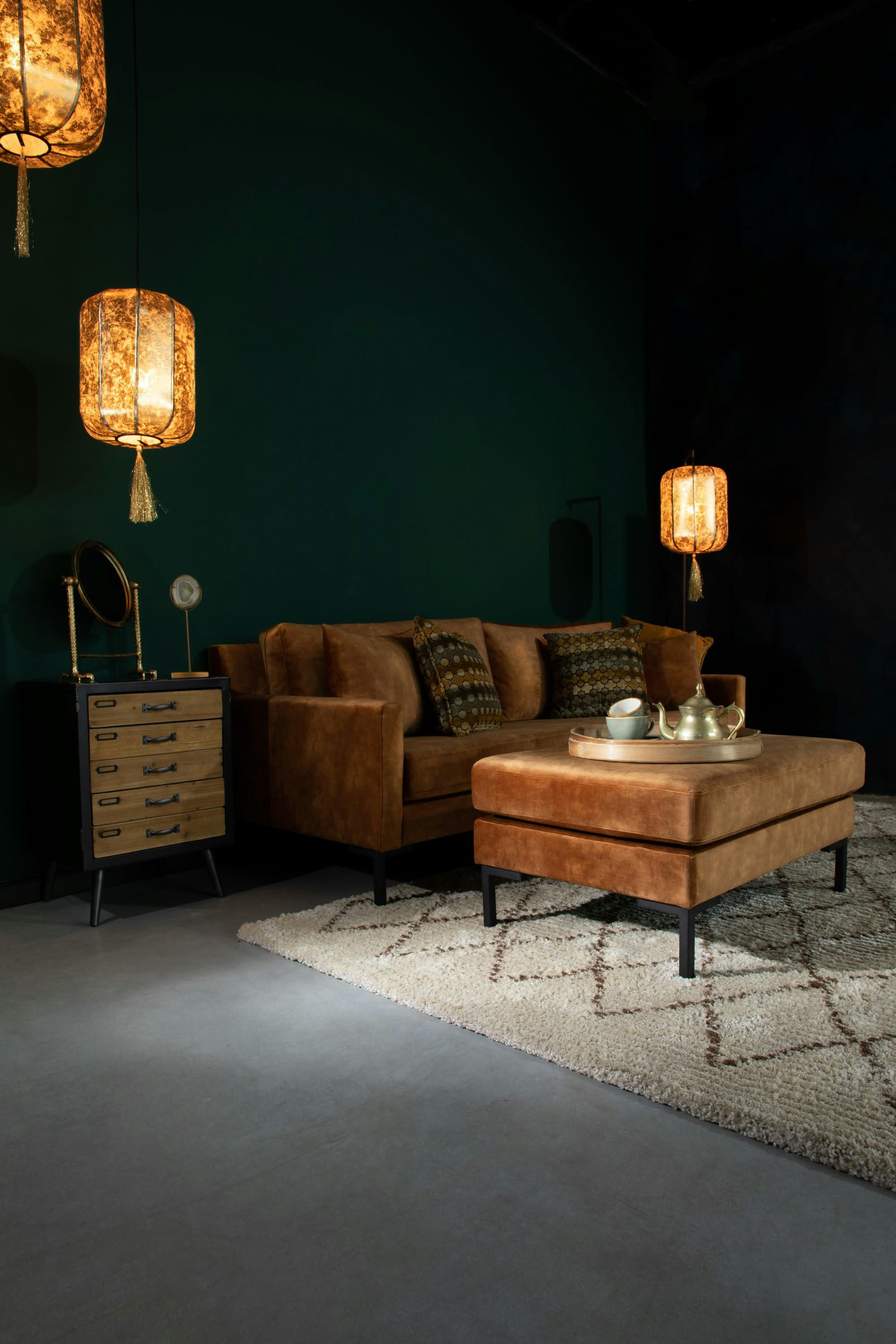 HOUDA - Repose pied en tissu caramel