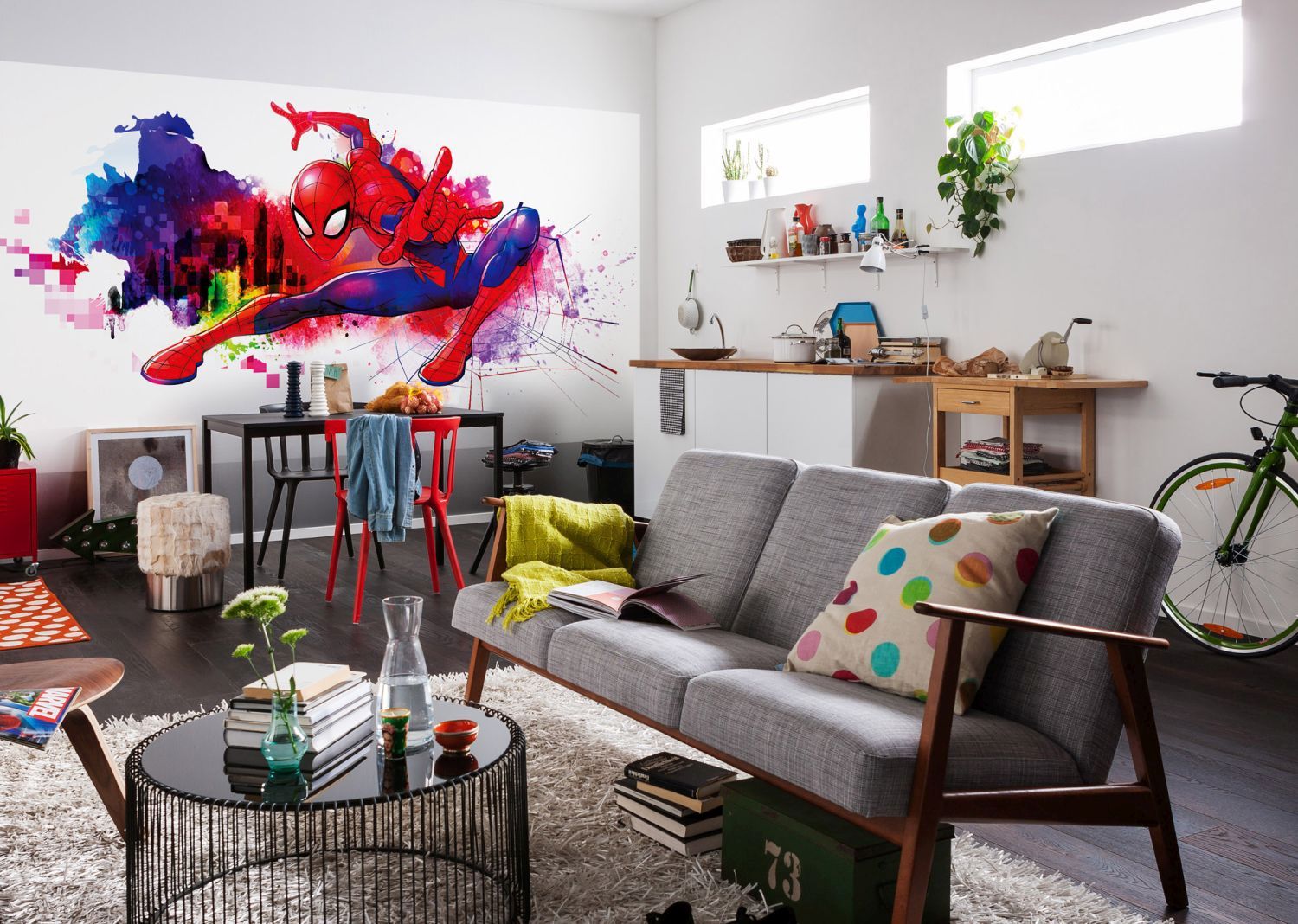 Sanders & Sanders fotobehang Spider-Man Graffiti rood en paars - 300 x 150 cm - 612103