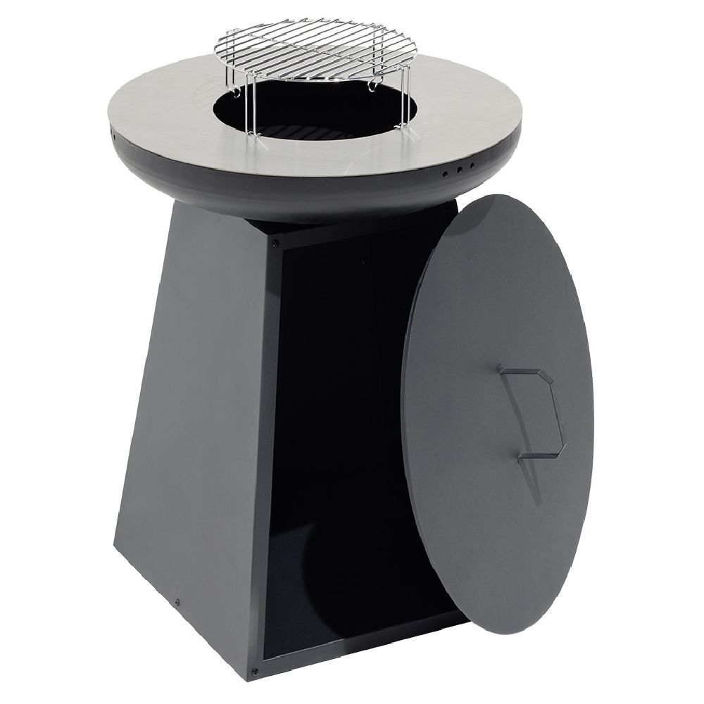 Barbecue brasero colonne Valparaiso plancha grill noir 50x50xH77,5cm