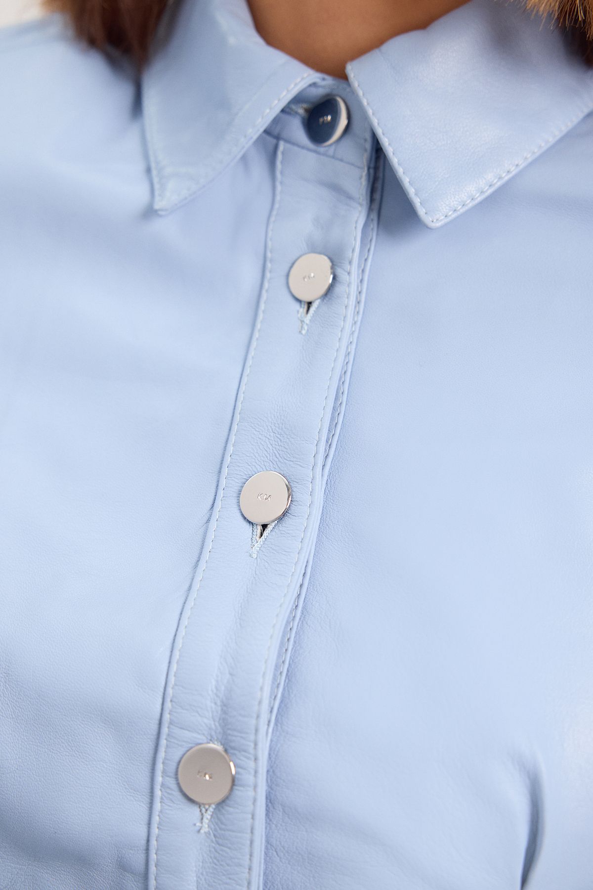 KarenMillen Leather Peplum Buttoned Shirt