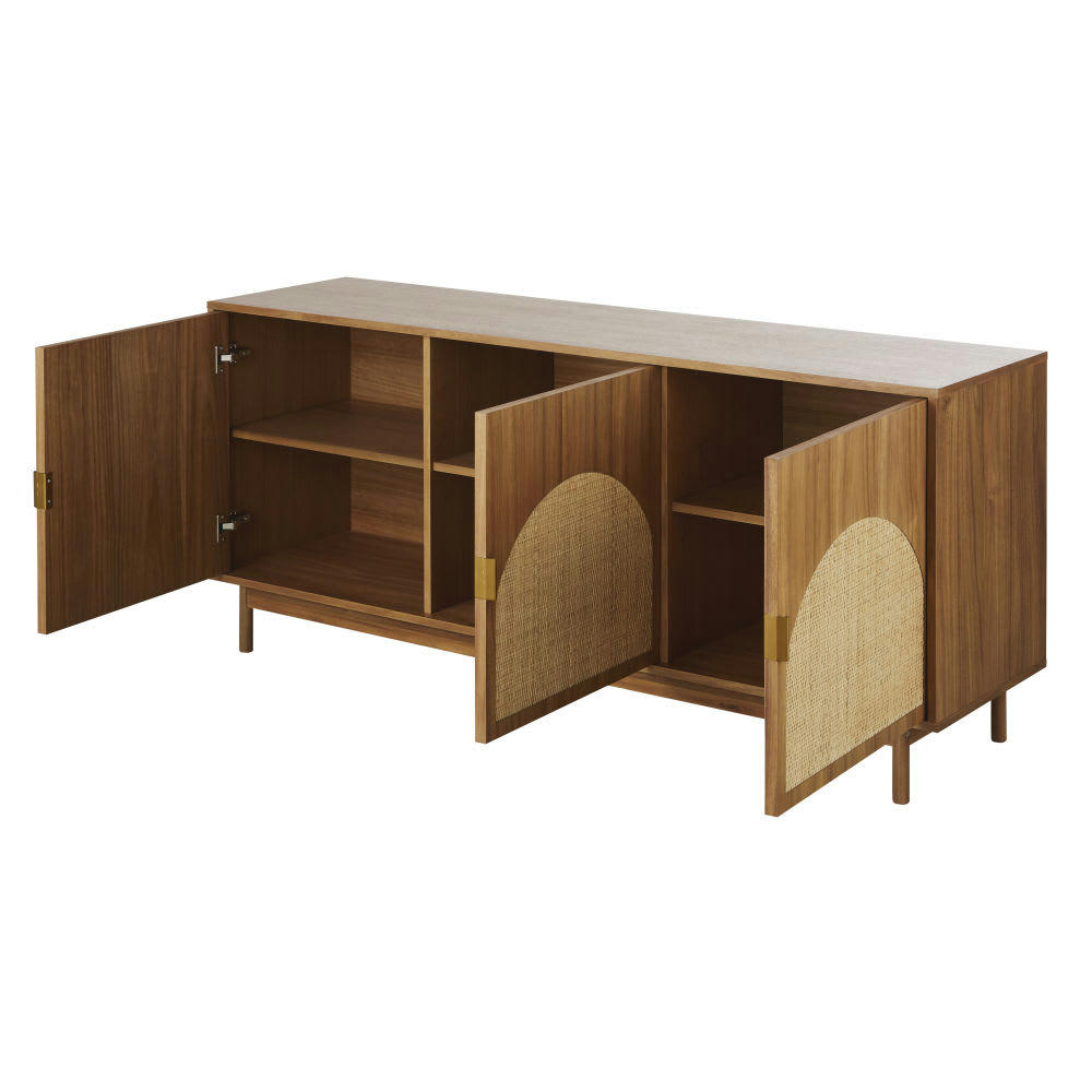 Tarifa - Buffet 3 portes marron et fibre végétale