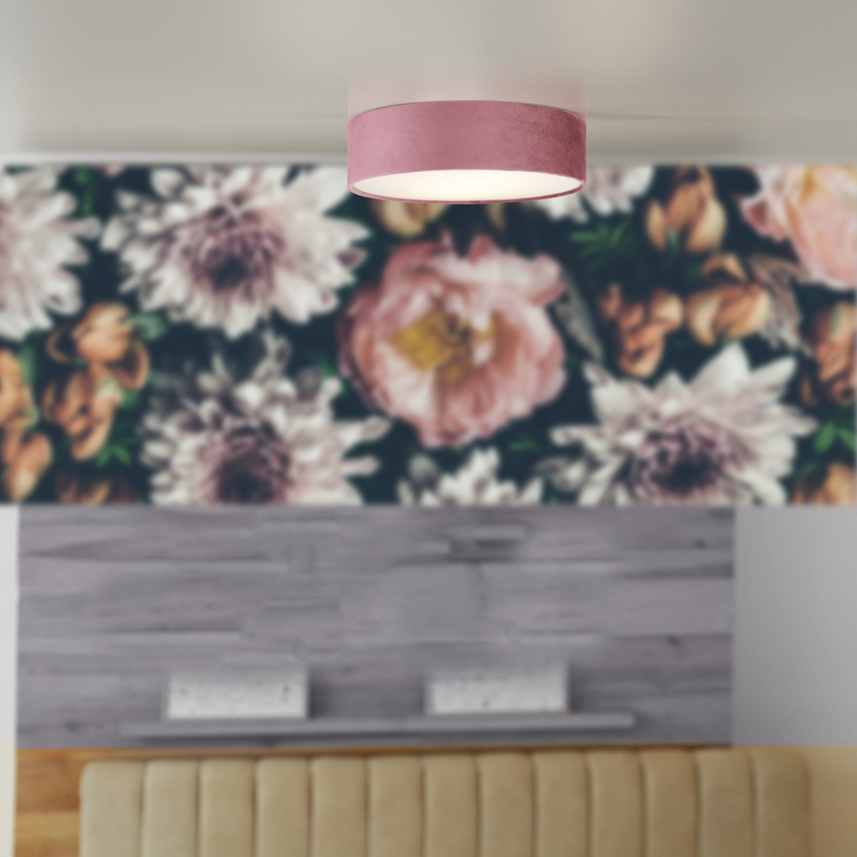 Searchlight Drum Plafondlamp 2-lichts - Pink Velvet