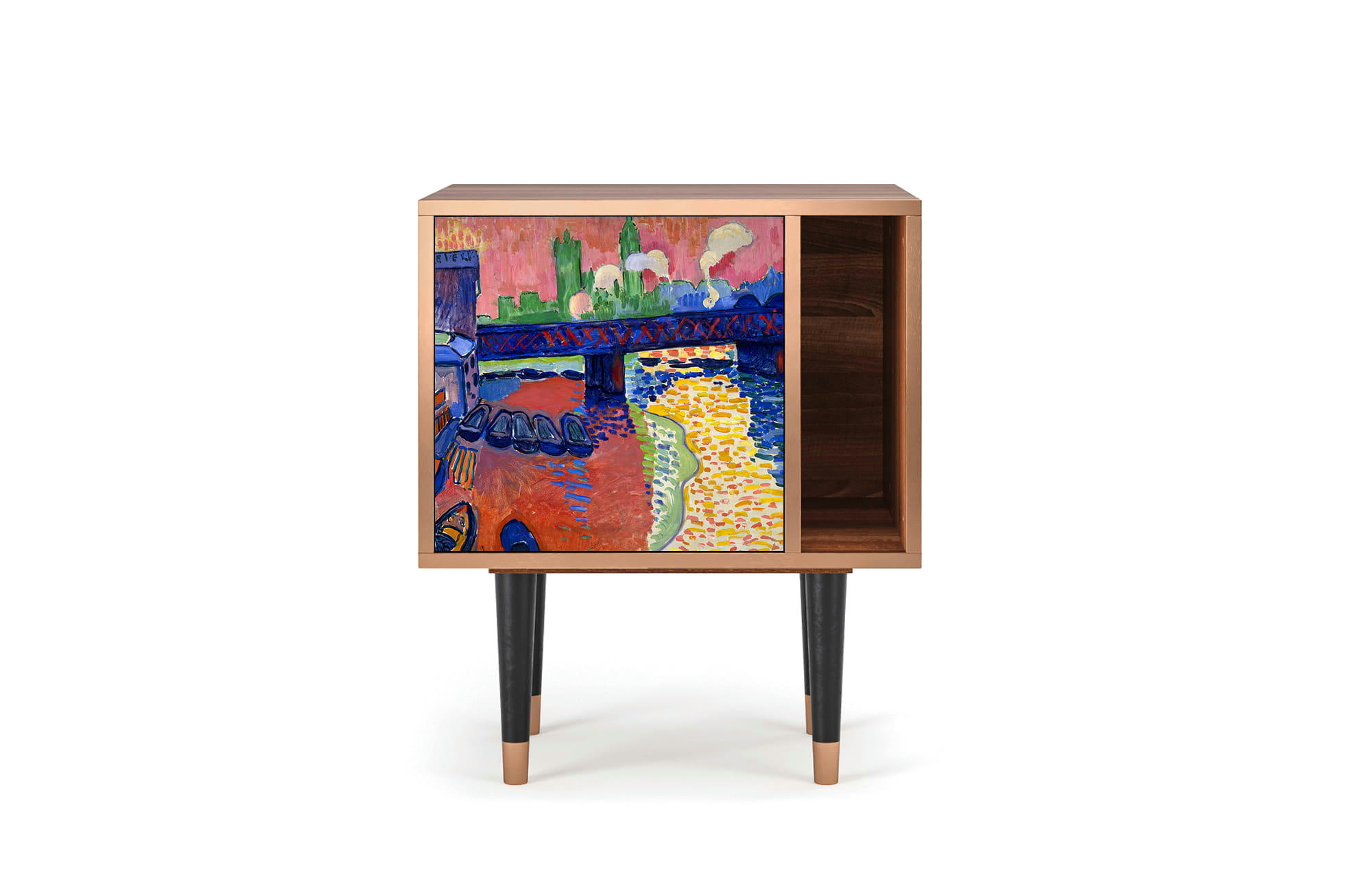 CHARING CROSS BRIDGE BY ANDRE DEAIN - Table de chevet multicolore 1 porte L 58 cm