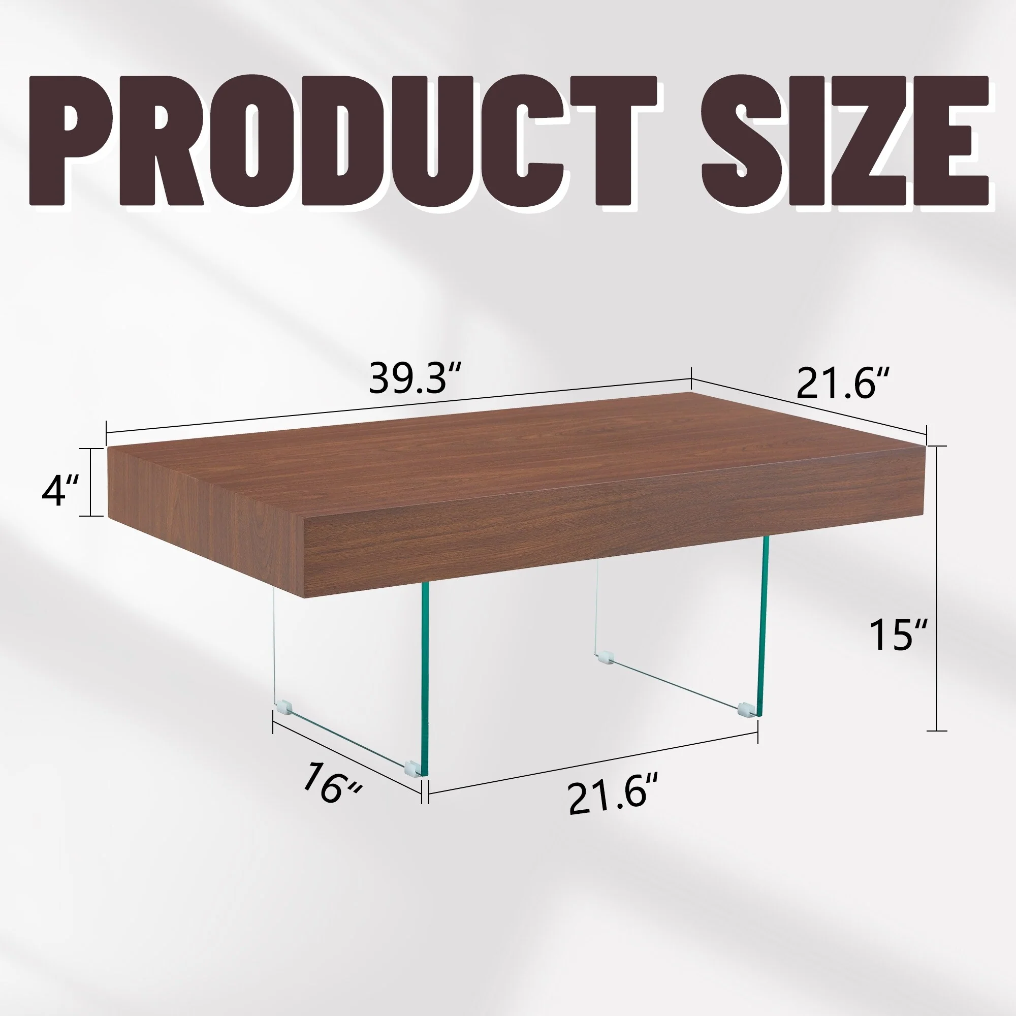 Colored Mdf Coffee Table - Tempered Glass Legs.Density Board Sticker,Reinforced Glass Legs