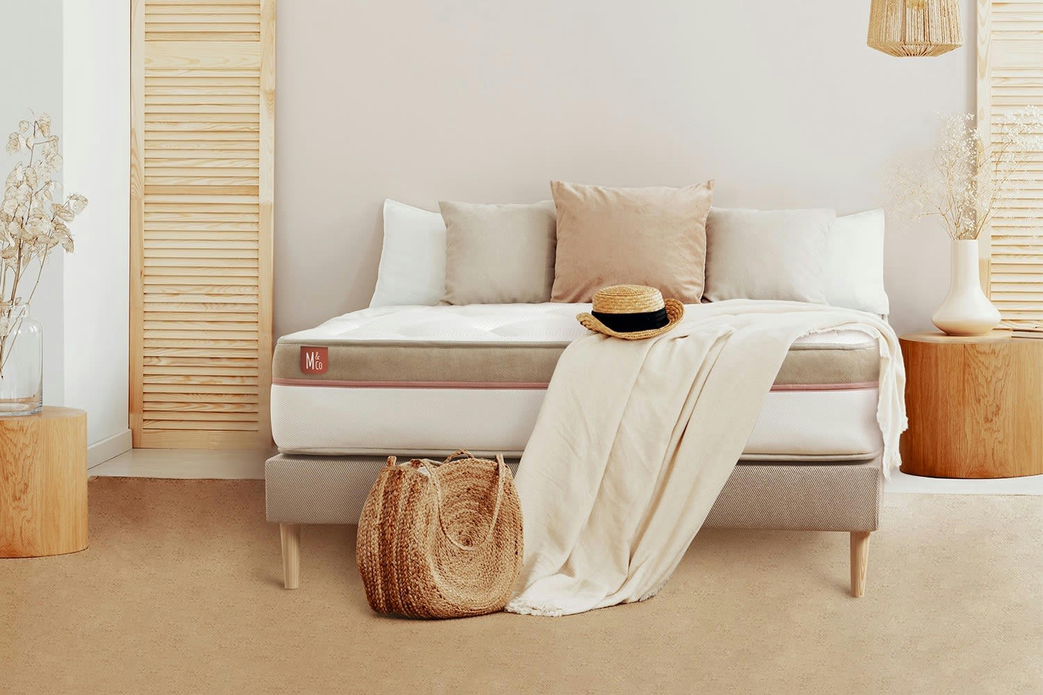 LE COSY - Ensemble 200x200 Mémoire de forme - sommier kit