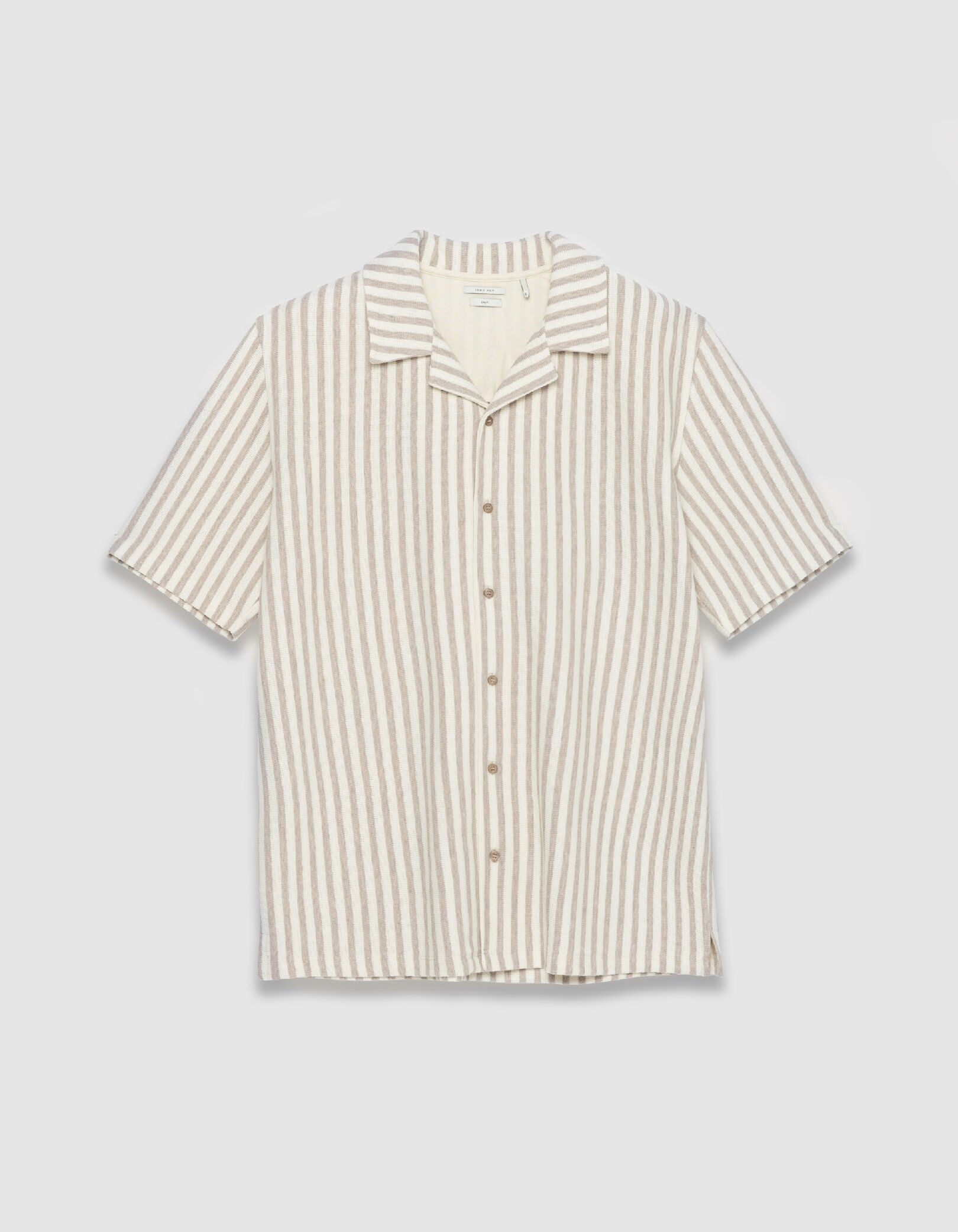 Chemise manches courtes beige maille rayures Homme