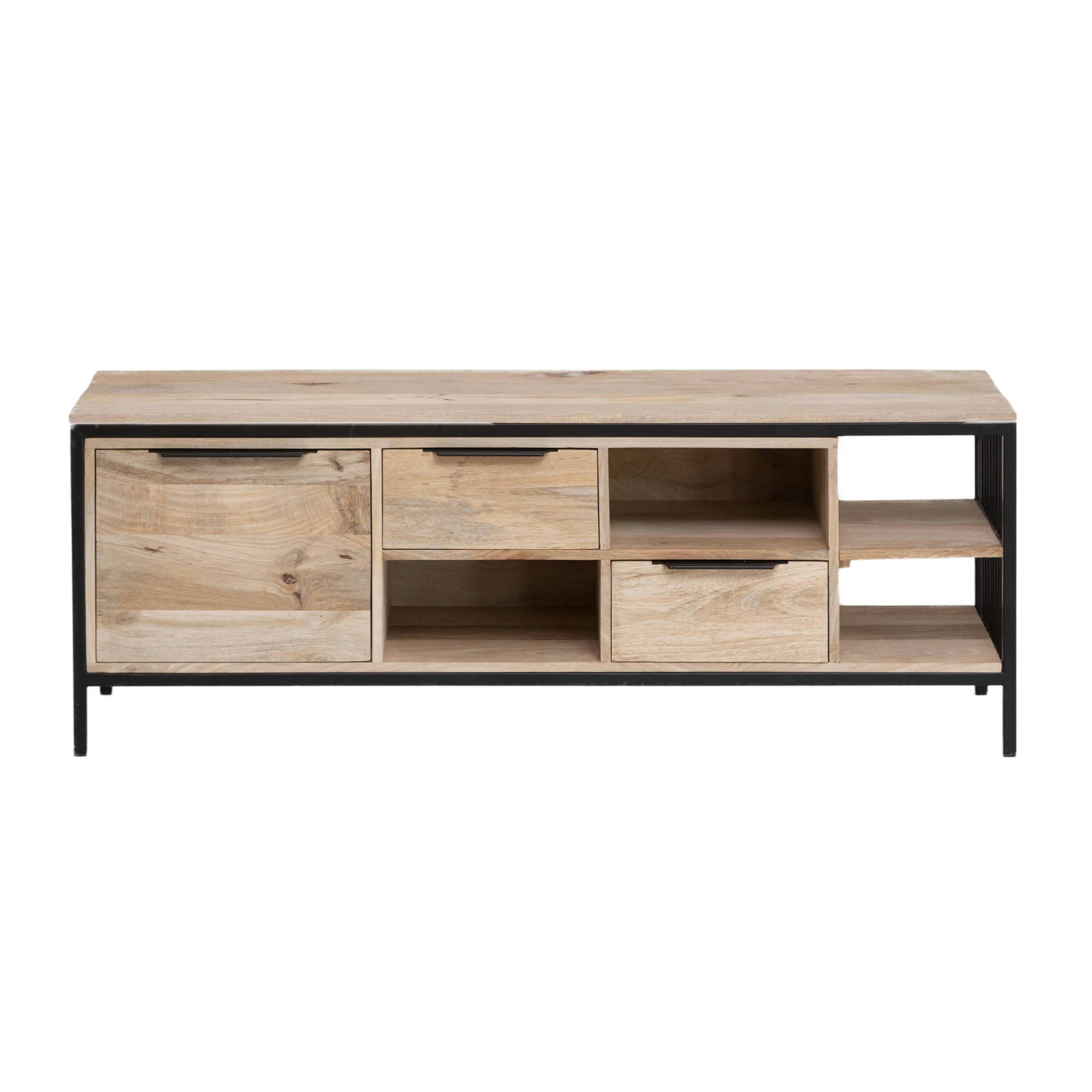 HÉLOÏSE - Meuble TV en bois noir 140 cm