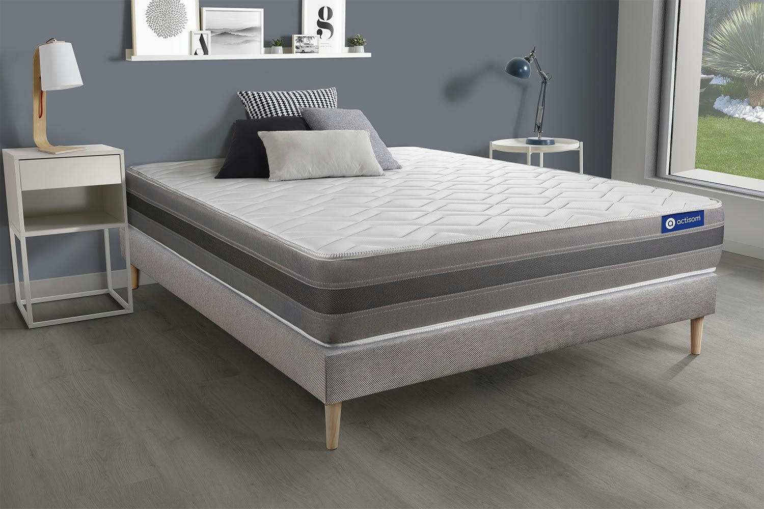 ACTIFLEX RELAX - Ensemble 140x200 cm sommier kit gris