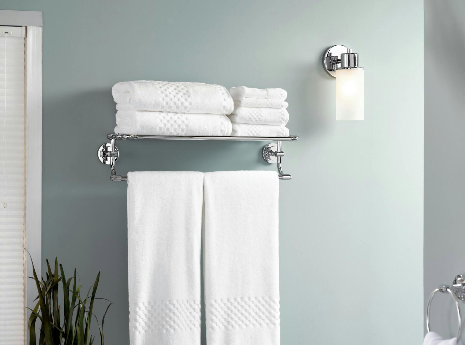 Moen Iso Wide Tower Shelf with Towel Bar, Chrome, 24-in