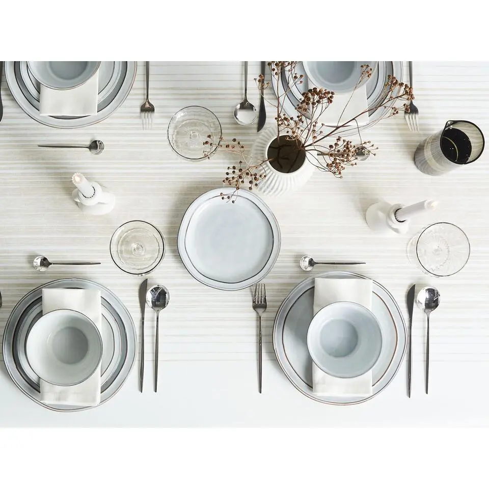CHIVES - Serviesset 24 delig - Lichtgrijs - Steengoed