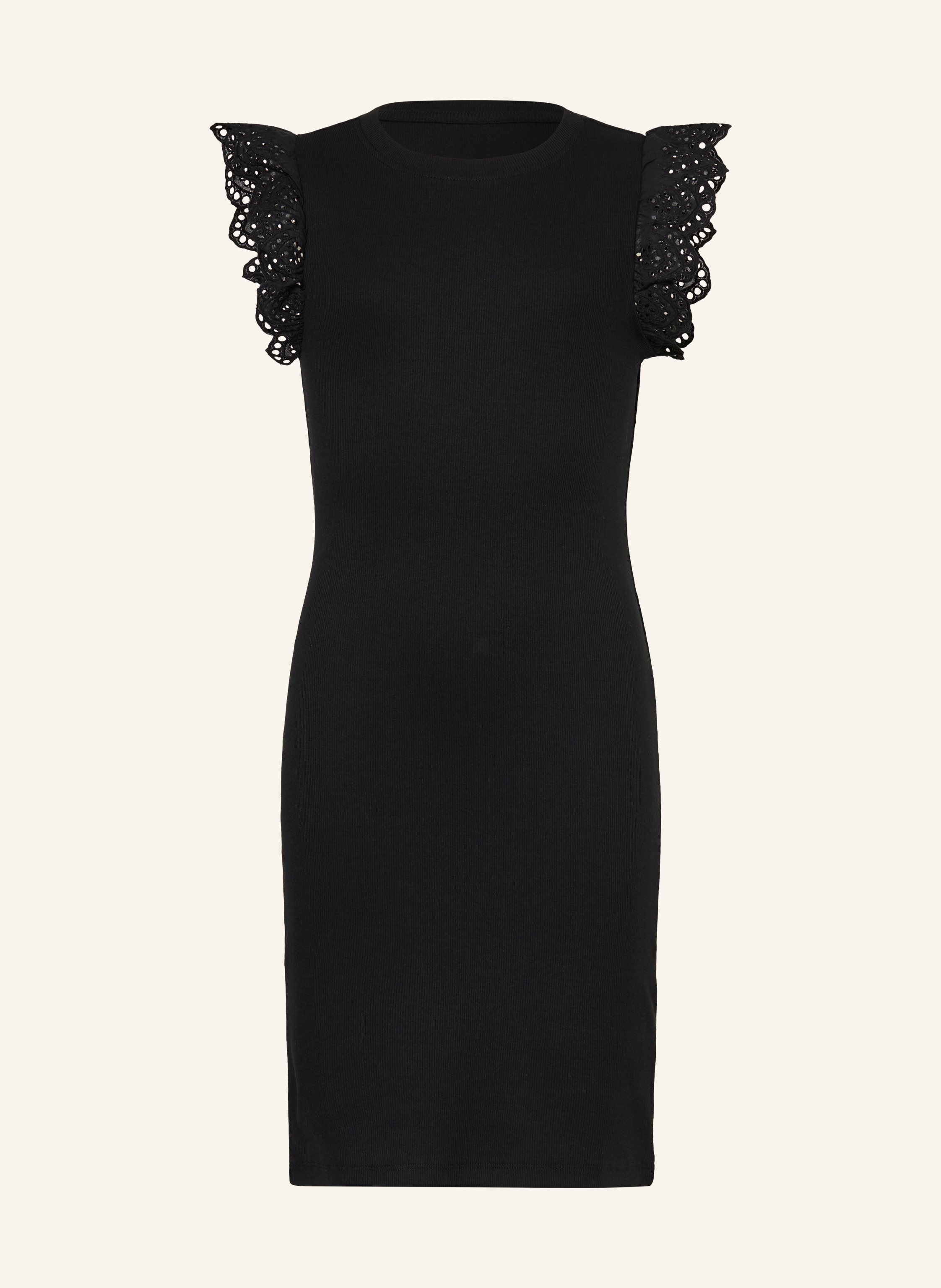 ONLY Jerseykleid mit Lochspitze und Rüschen