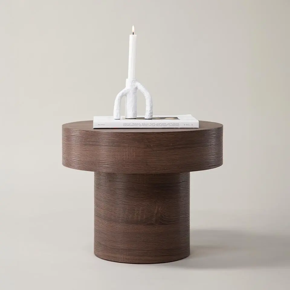 Nest living Manuel Houten Bijzettafel Bruin - &Oslash; 50 cm