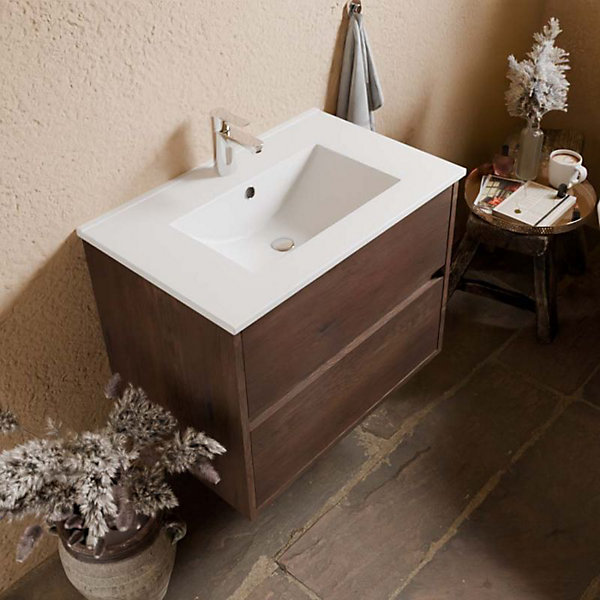 Meuble vasque suspendu ALIXIA 70 cm - Chêne foncé