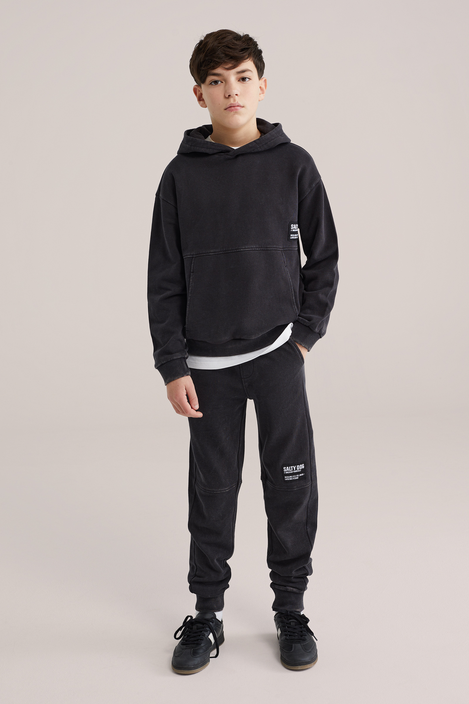 Jongens relaxed fit hoodie met acid wash