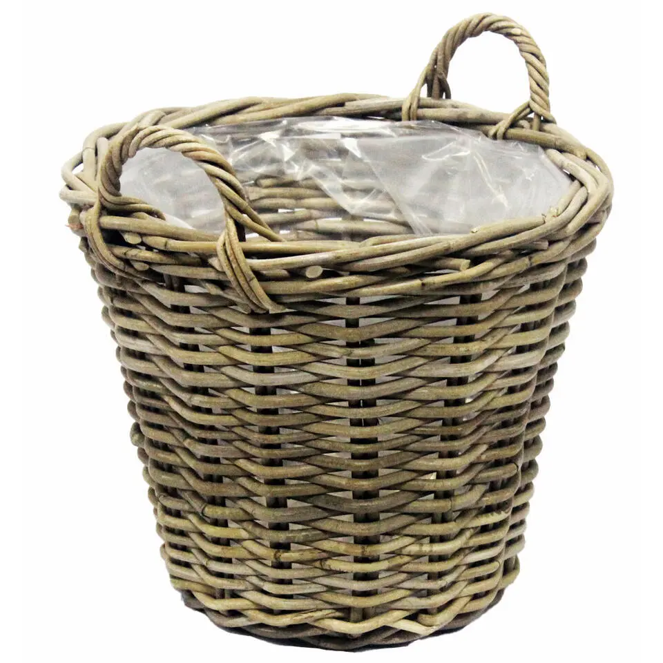 Van der Leeden Planten mand met hengsels - rotan - D42 x H32 cm