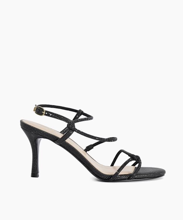 Milos Black - High Heel Stappy Sandals