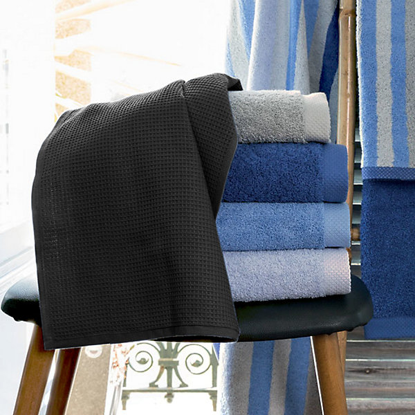 Drap de douche 70x140 cm nid d'abeille PURE WAFFLE 300 g/m² noir