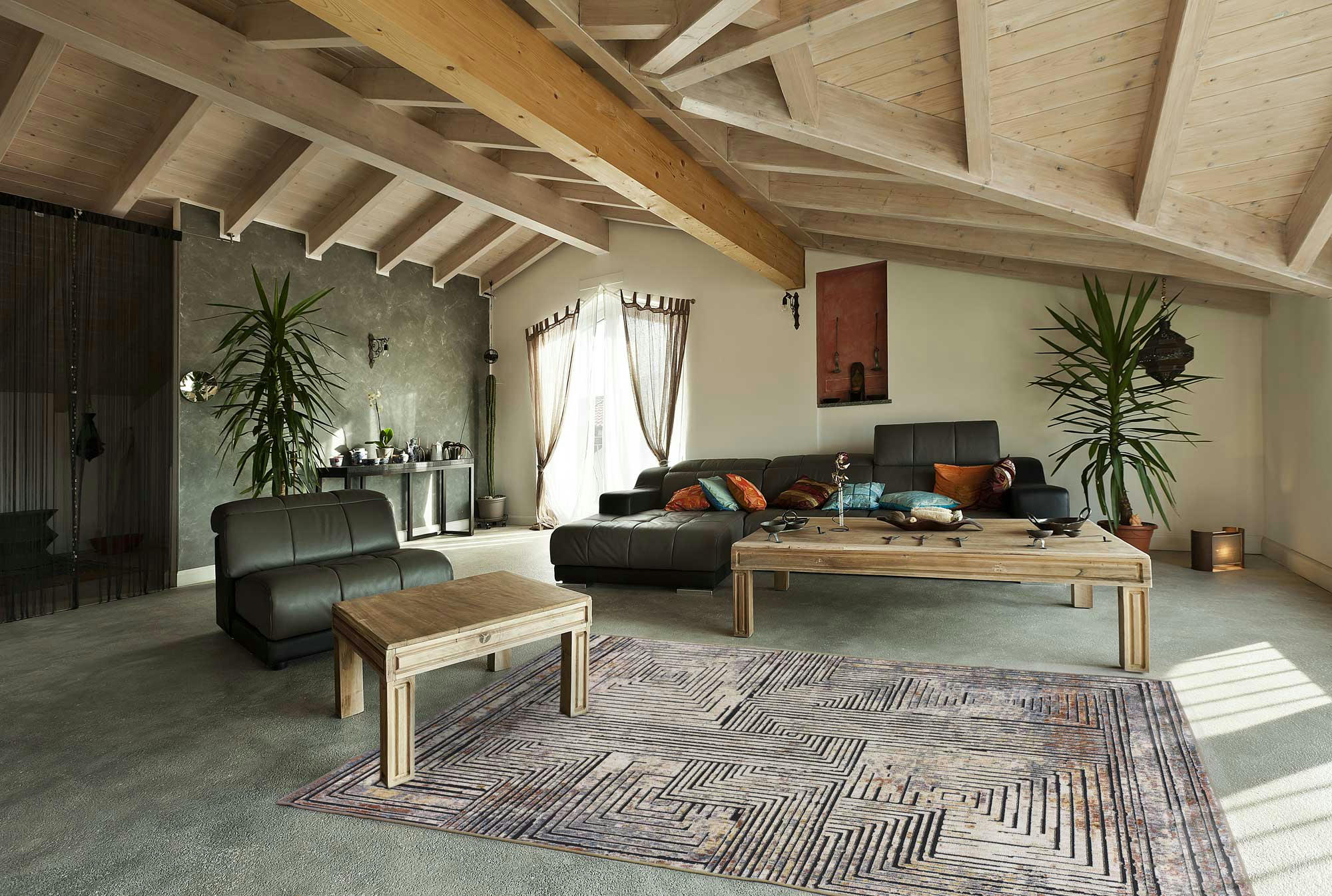 TRUVA - Tapis géométrique de style vintage multicolore, 155X230 cm