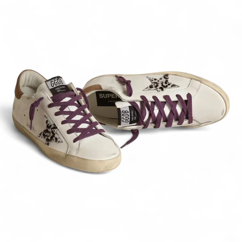 Super-Star with leopard pony skin star and brown nubuck heel tab