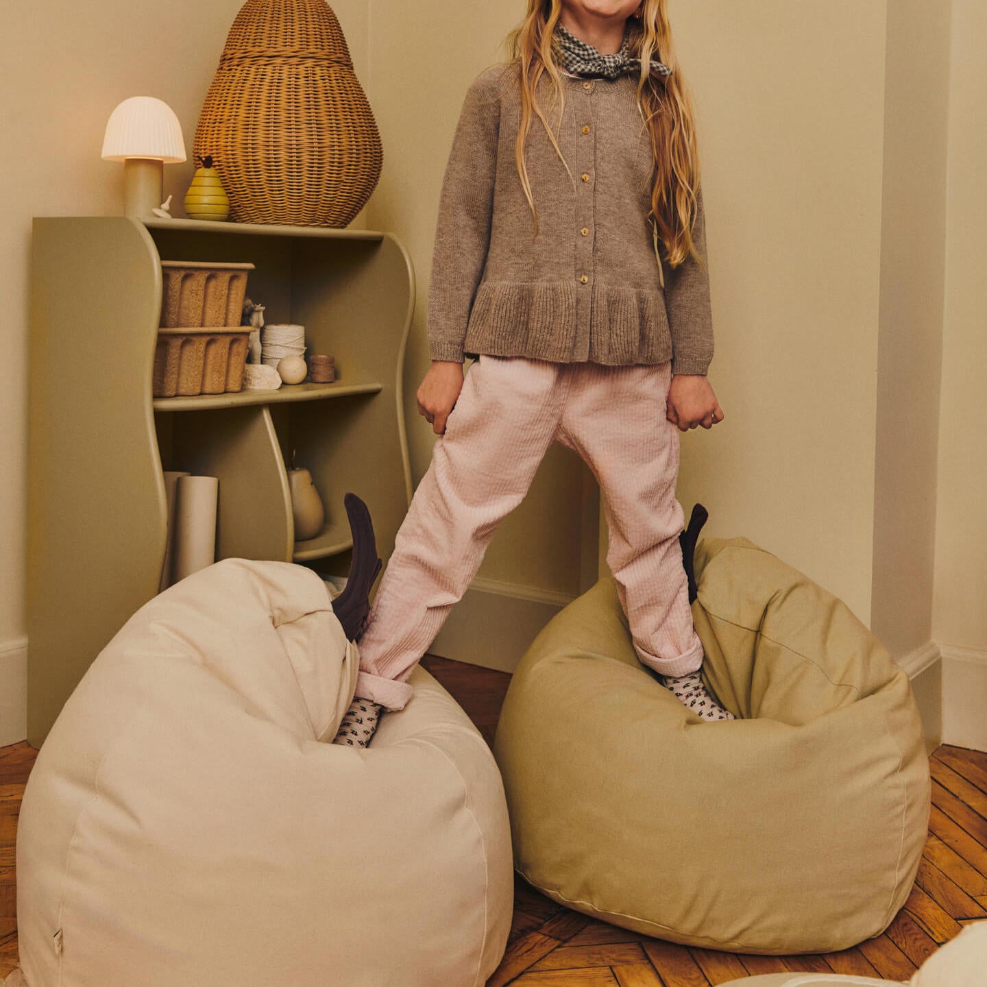 Ferm Living Pear Bean Poef - Elm Green