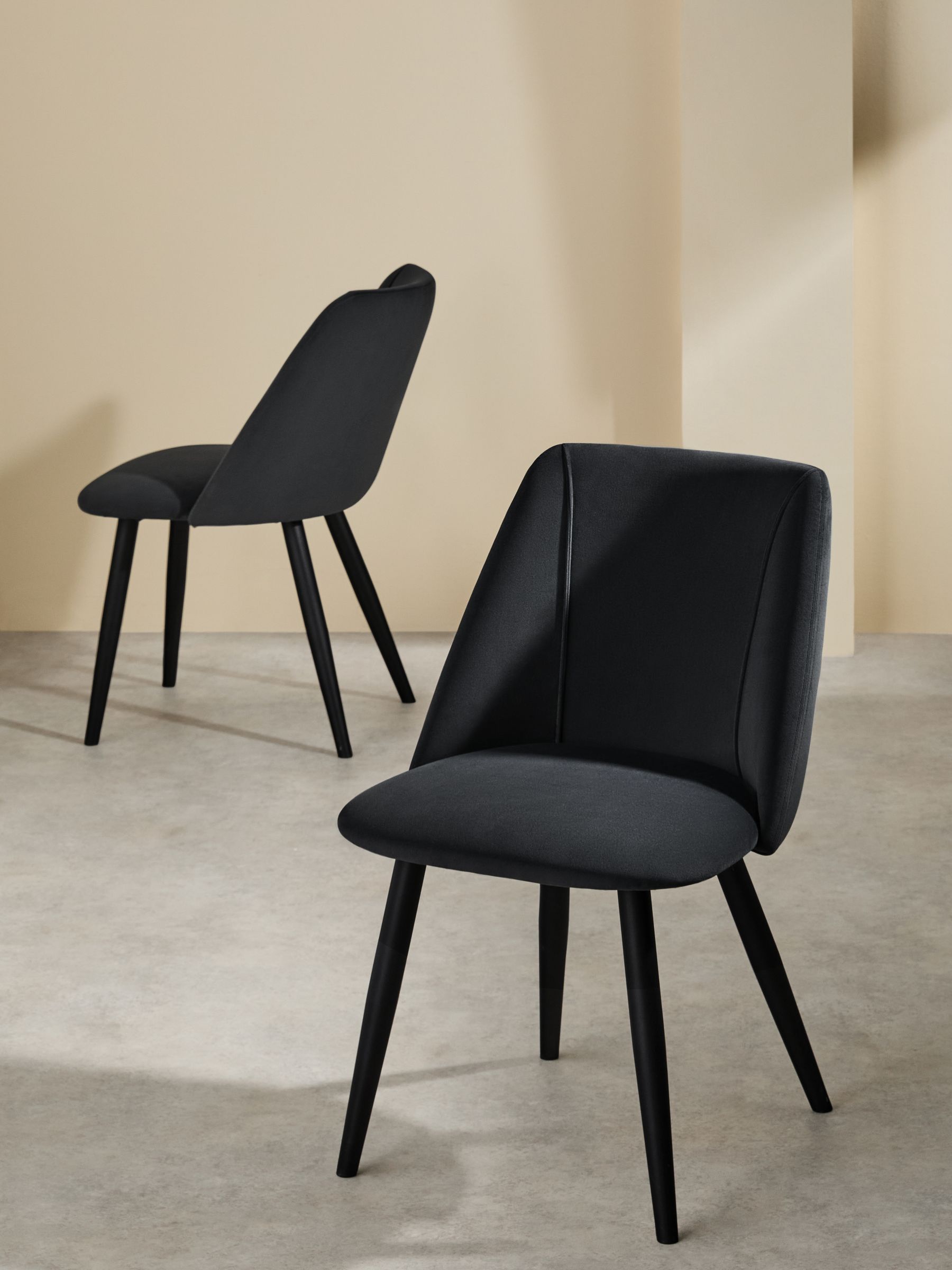 Set of 2 Lule Non Arm Dining Chairs in Charcoal Black Velvet