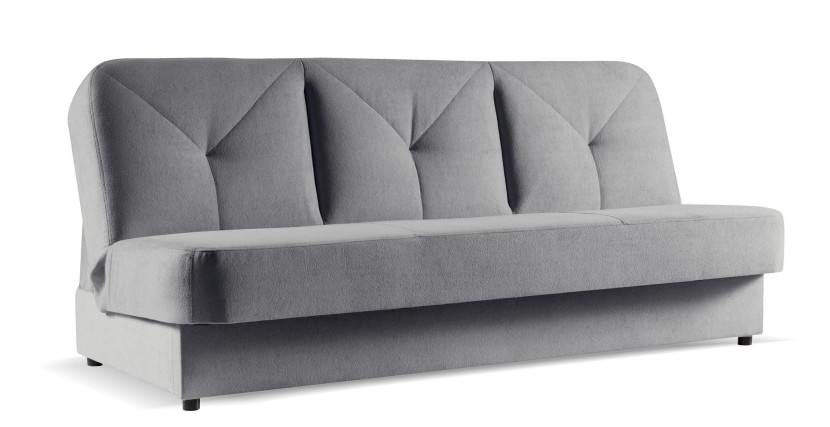 Sofa NARDO z funkcją spania i pojemnikiem na pościel szara w tkaninie SOFT