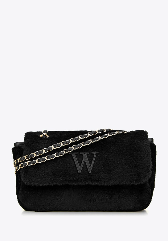 Damska torebka crossbody z futerkiem czarna