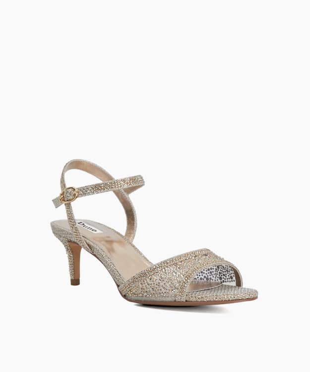 Manicure Gold - Wide Fit Hot Fix Mid Heel Sandals