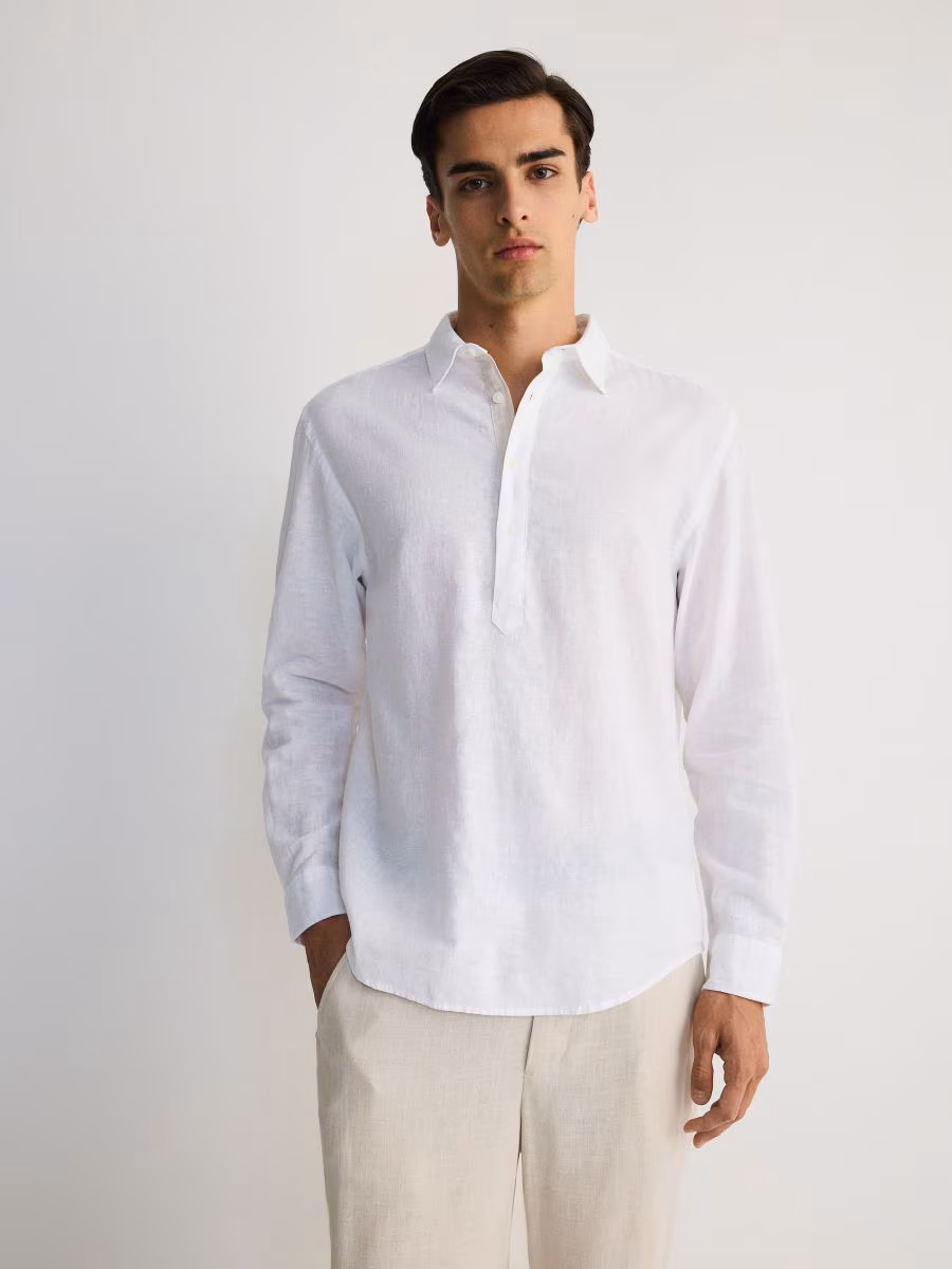 Regular Fit Linen Rich Shirt