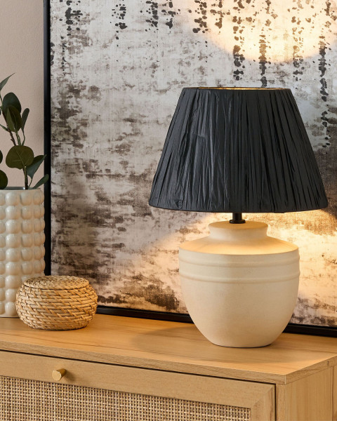 Lampa stołowa nocna ceramiczna 44 cm beżowa