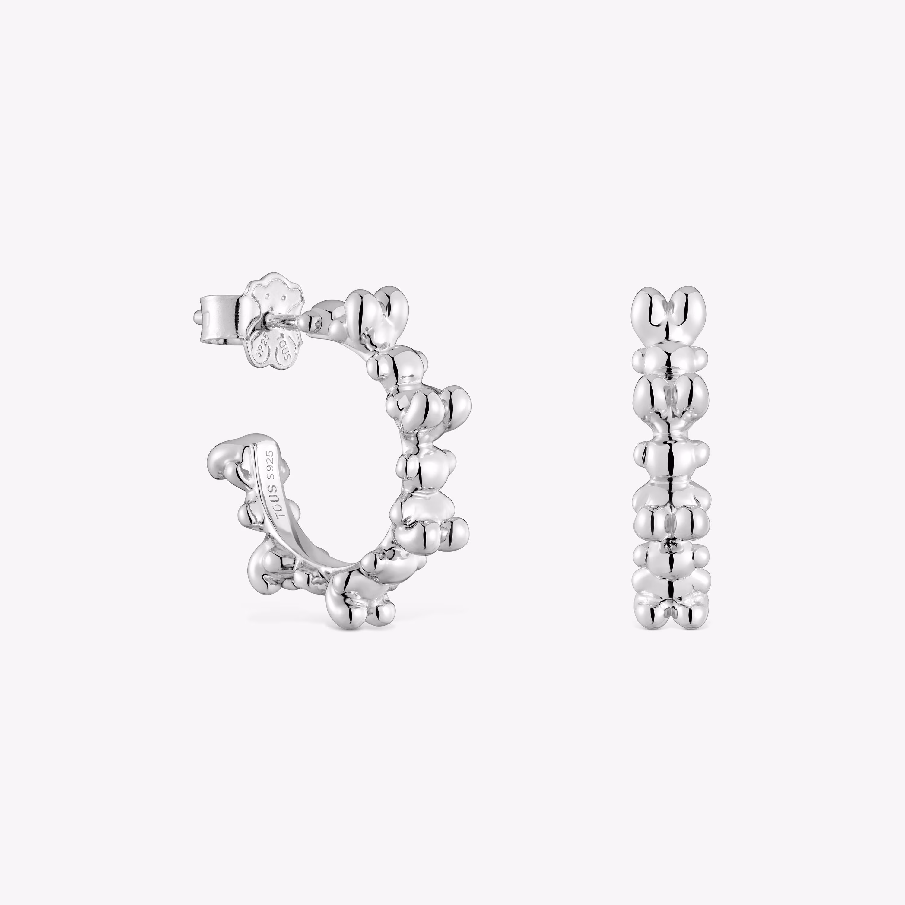 Pendientes de aro de plata 12 mm Bold Bear