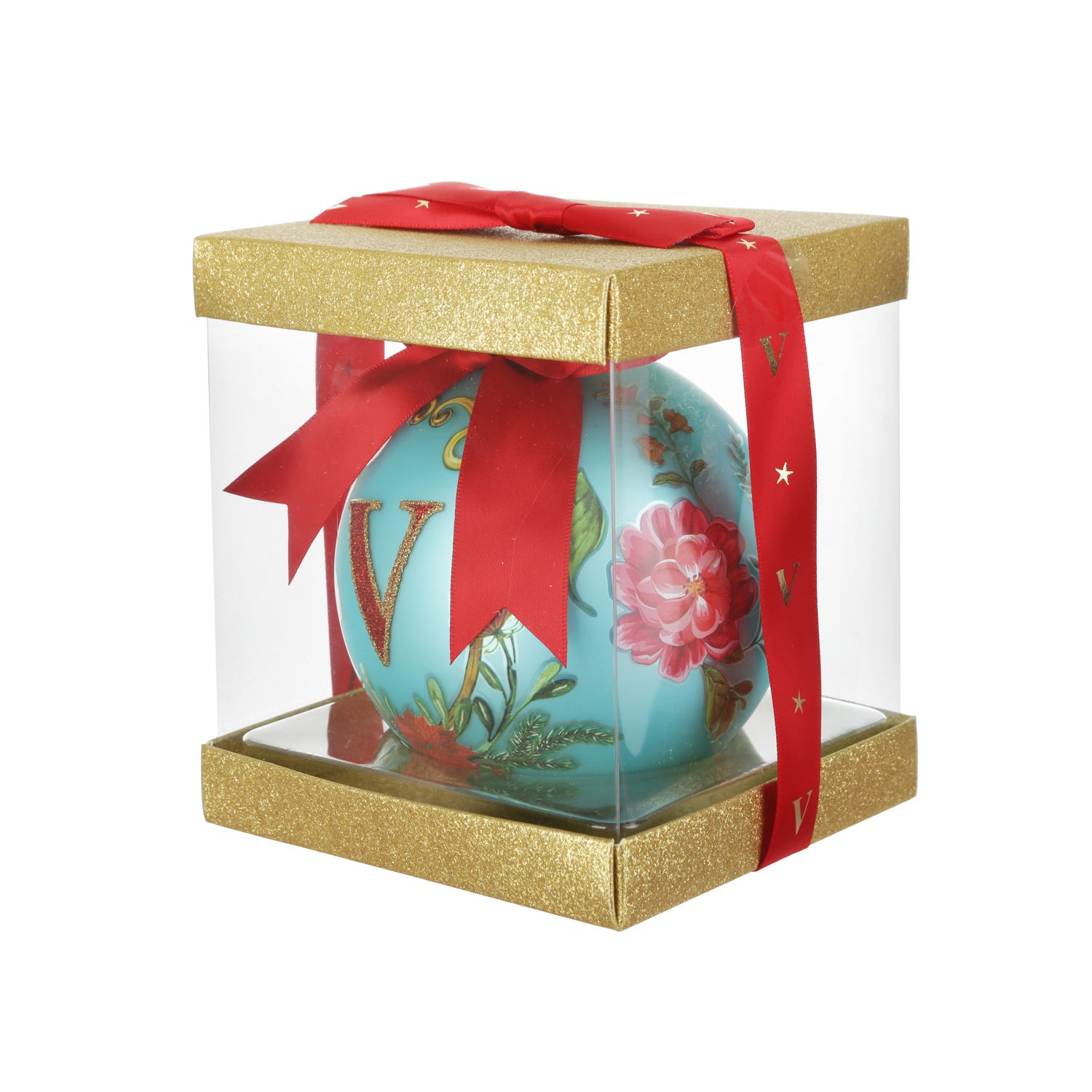 Pallina Natale lettera V 10 cm Royal Garden
