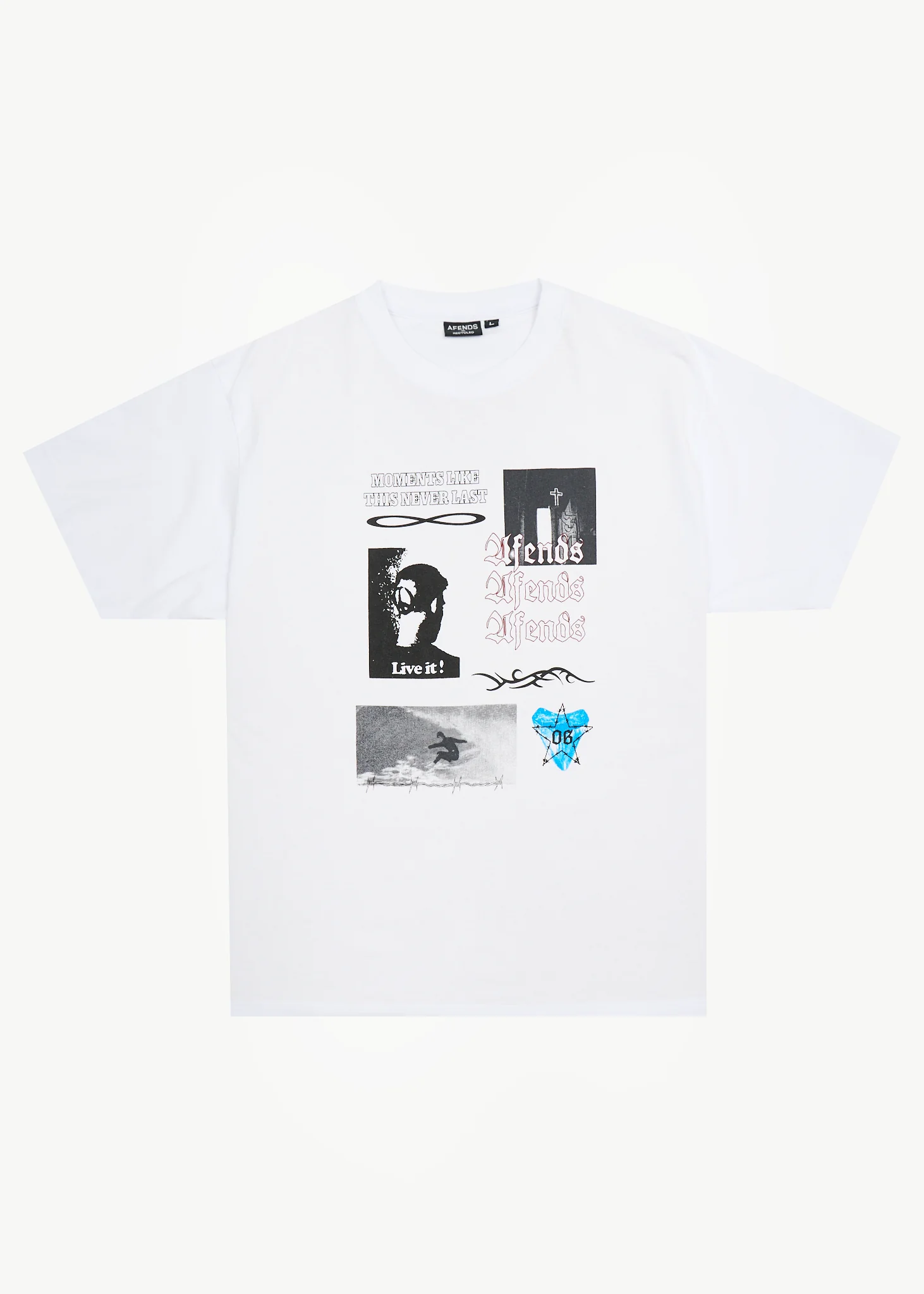 AFENDS Mens Never Last - Heavyweight Boxy Tee - White
