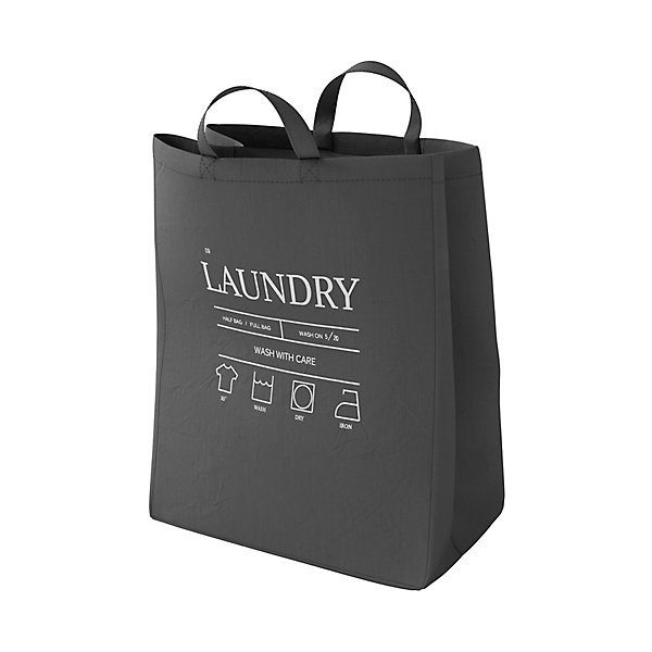 Panier à linge GoodHome Elland capacité 50 litres coloris ébène en coton L.40 x l.25 x H.53 cm