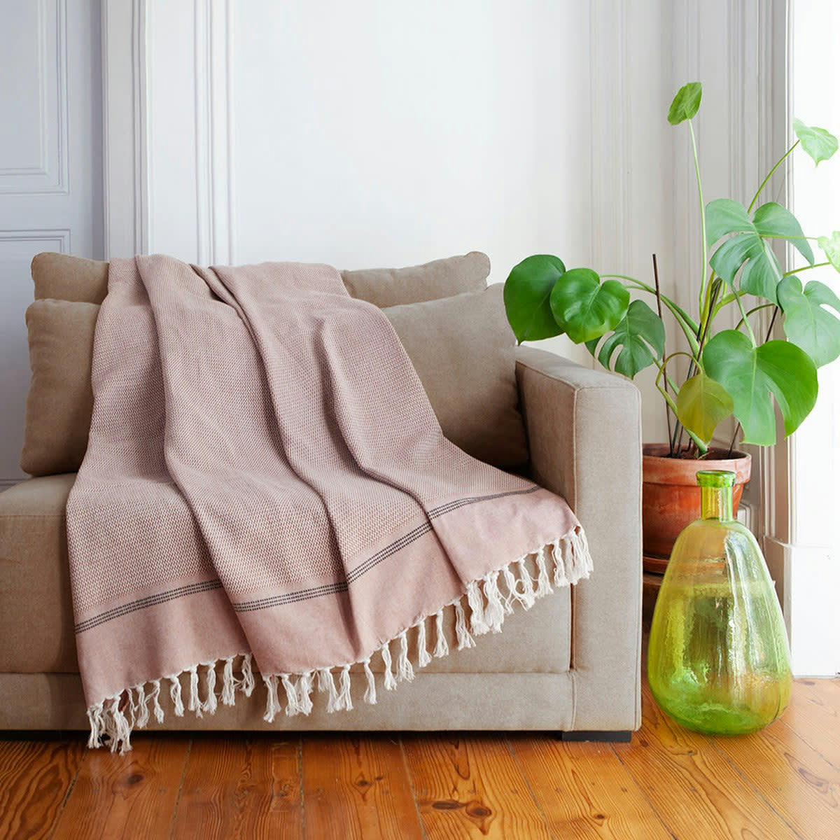 HANA - Plaid coton  160x250 tomette