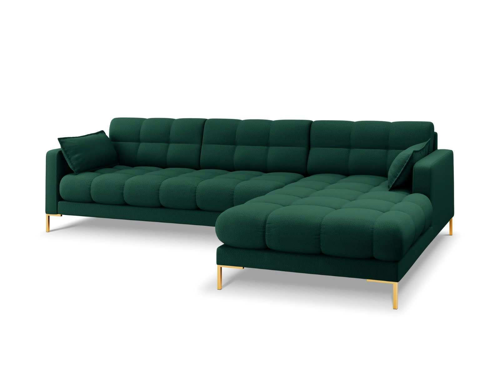 MAMAIA - Canapé d'angle droit 5 places en tissu structurel vert