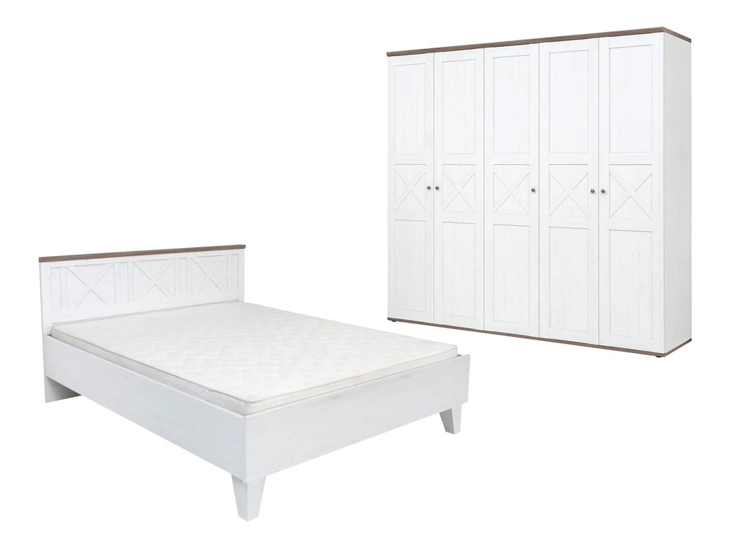 Zestaw Stockholm szafa i łóżko 160x200 sosna andersen biała