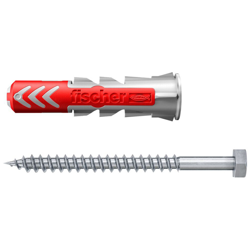 Cheville DuoPower S en nylon avec collerette et vis Ø 14 x 70 mm 2 pièces