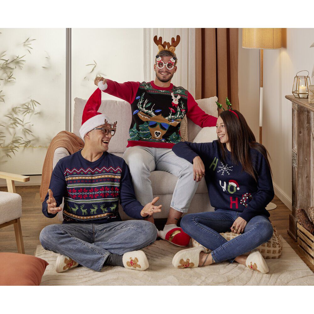 Pull de No&euml;l adulte tricot Ho Ho Ho S/M ou L/XL