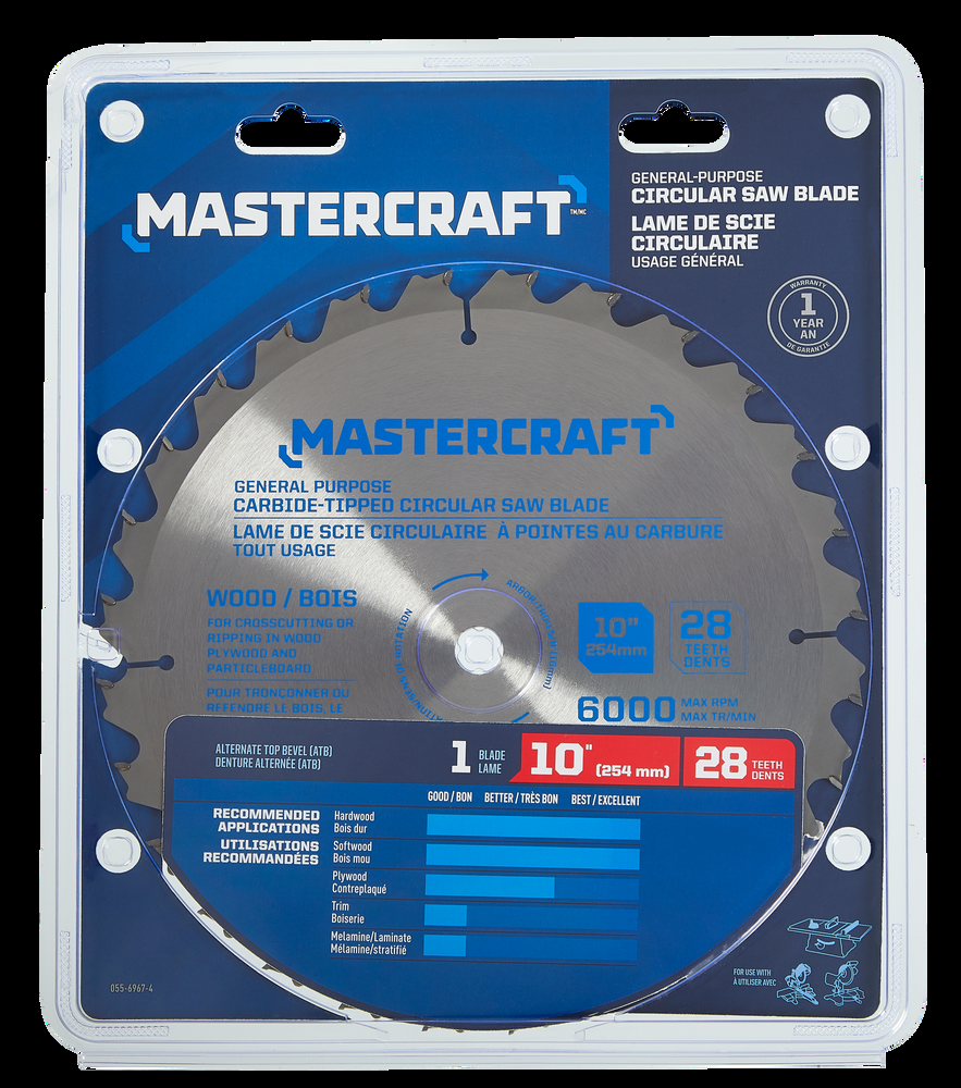 Mastercraft 10-in 28T Carbide Tipped Circular Saw Blade for Wood