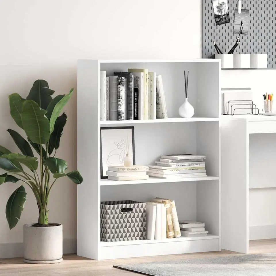 vidaXL - Boekenkast met 3 vakken - Wit - Bewerkt hout - 80x24x109 cm