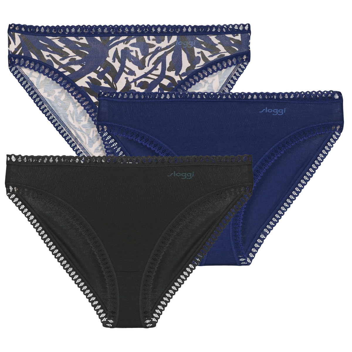 Sloggi  - GO Crush High leg PACK DE 3 - Marine / Black / Floral / Marine