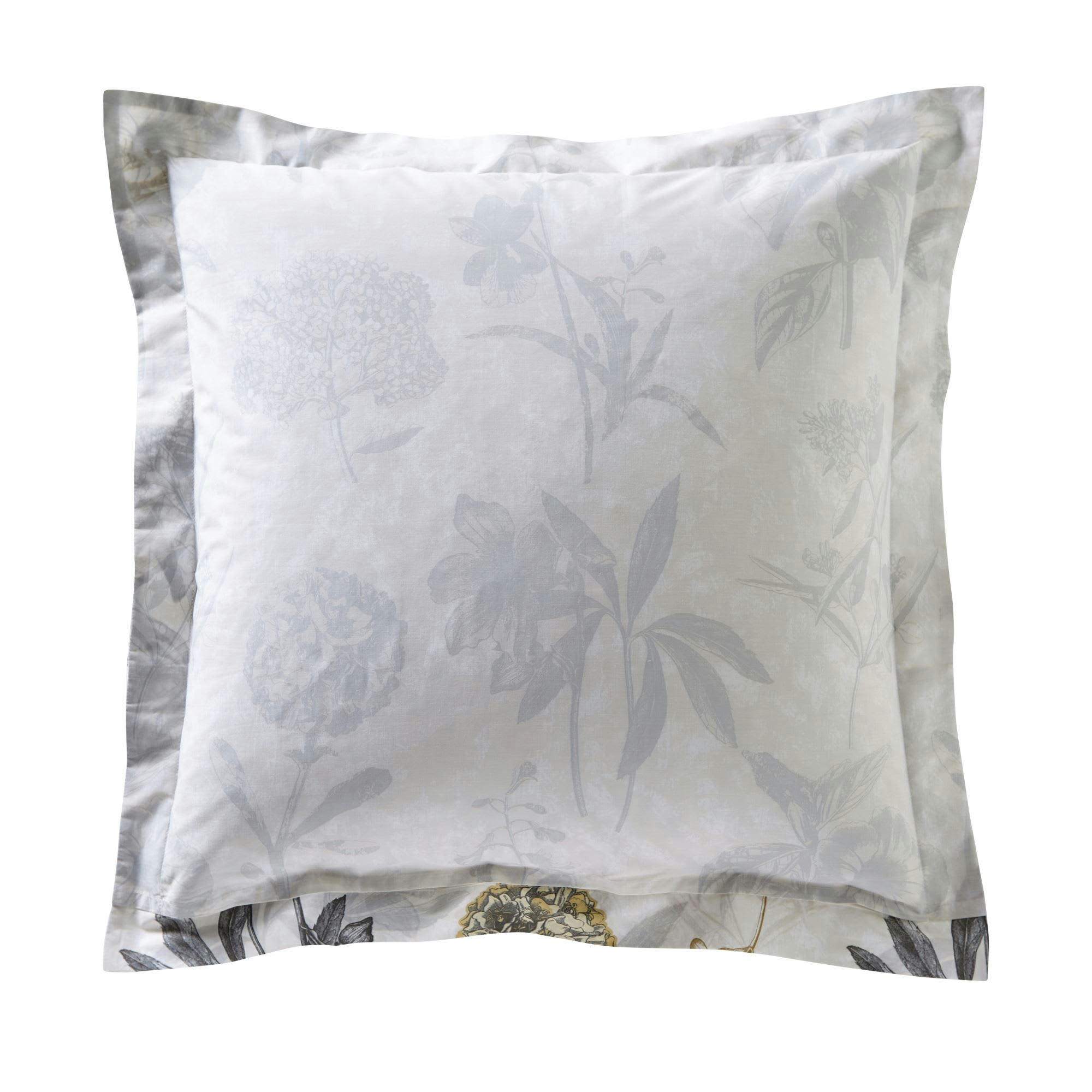 REVE FLEURI - Taie volant 65x65 gris en coton