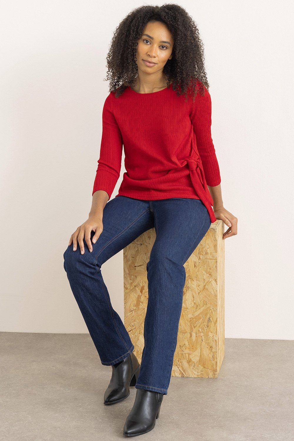 Klass. Side Tie Pleated Top