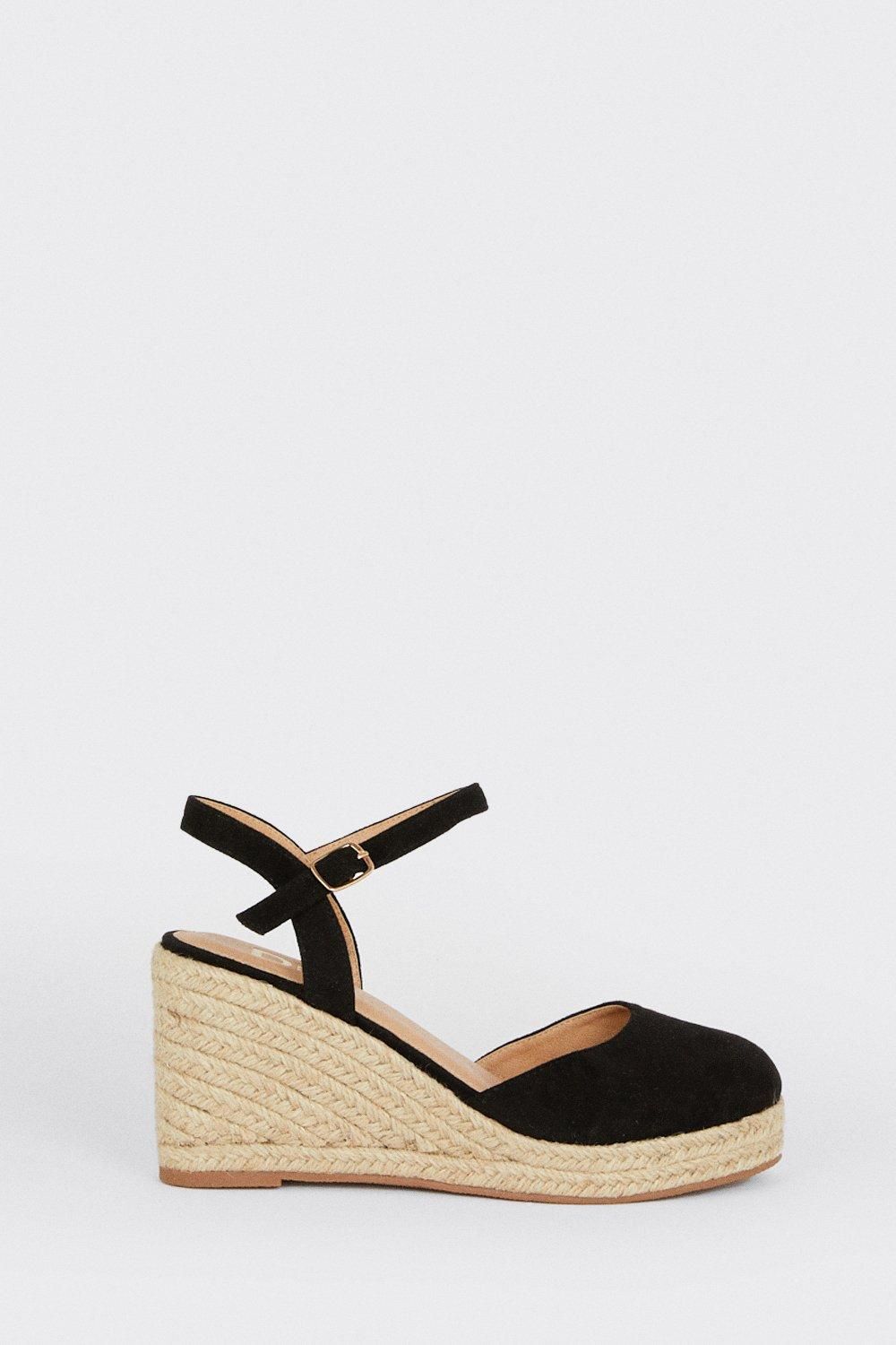 Dorothy Perkins Rumor Faux Suede Closed Toe Espadrille Wedge Sandals