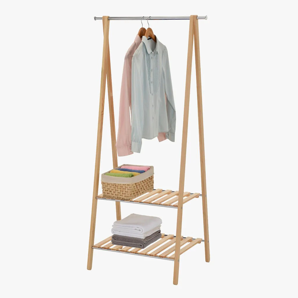 Charriot em Pinho com Duas Prateleiras 79x45x155 OLIMPO