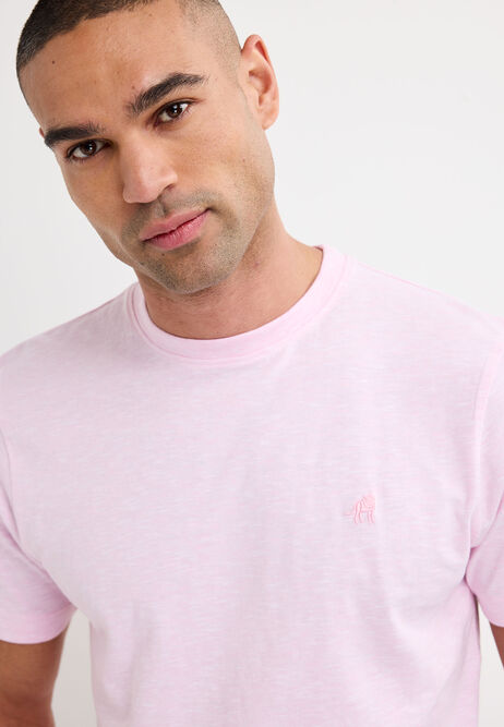 Mens Pink Cotton Textured T-Shirt