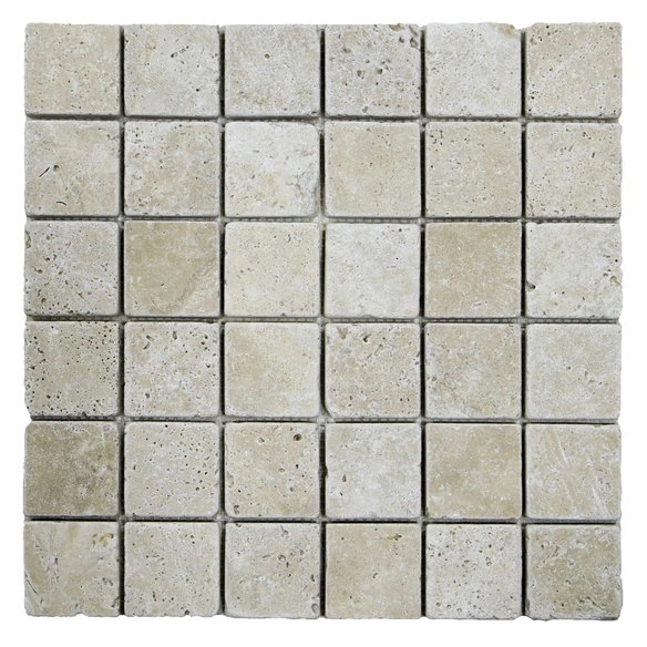 Mosaikmatte BxLxH: 30,5 x 30,5 x 1 cm, Fliesengröße: 4,8 x 4,8 cm, Travertin, beige