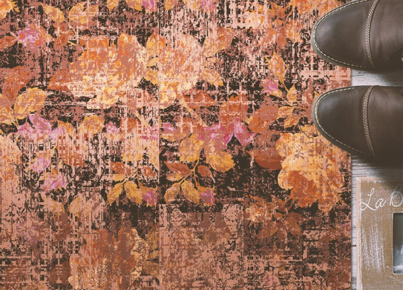 Modny winylowy dywan wewnętrzny 60x90 cm - vintage kwiaty
